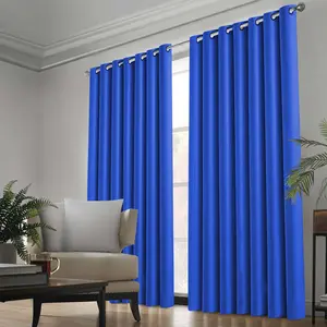 Kalynn 100% Blackout Eyelet Semi Sheer Synthetic Window Curtain Pair (Set of 2) Blue / 117 W x 183 D cm