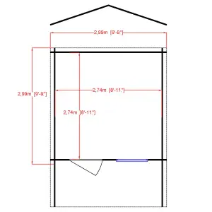 Shire Hopton 10x10 ft Toughened glass & 1 window Apex Wooden Cabin with Tile roof - Assembly service included