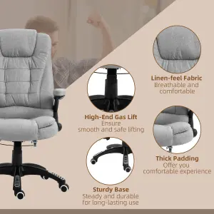 Vinsetto Office Chair w/ Heating Massage Points Relaxing Reclining Grey