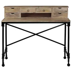 Berkfield Writing Desk Solid Mango Wood and Steel 110x50x96 cm