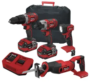 Lumberjack Cordless 20V Combi Drill Impact Driver Drill LED Torch & Recip Reciprocating Saw with 4A Batteries & Fast Charger