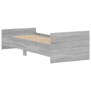 Berkfield Bed Frame Grey Sonoma 75x190 cm Small Single Engineered Wood