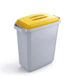 Durable DURABIN Grey Rectangular Recycling Bin + Yellow Lid - Food Safe - 60L