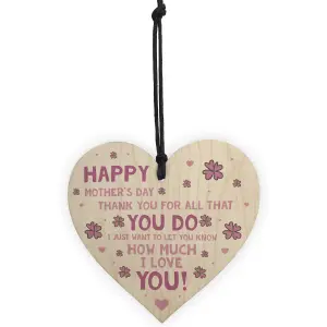 Cute Mothers Day Gift For Mum Nan Grandma Nanny Wooden Heart Gift For Her