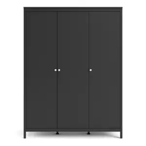 Madrid Wardrobe with 3 doors in Matt Black