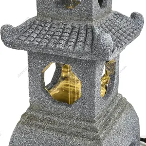 Grey LED Multi-layer Pagoda Resin Garden Fountain Water Feature with Solar Panel