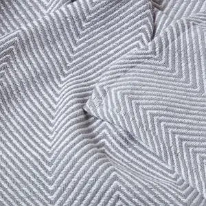 Homescapes Cotton Halden Chevron Grey Throw, 150 x 200 cm