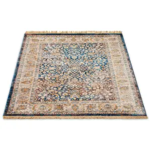 Charming Blue Boho Floral Area Rug for Elegant Home Décor