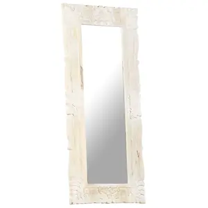 Berkfield Mirror White 110x50 cm Solid Mango Wood