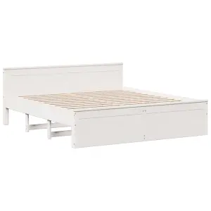 Berkfield Bed Frame without Mattress with Headboard White 200x200 cm Solid Wood Pine