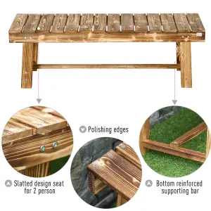 Outsunny 1.1M Outdoor Garden Bench Patio Loveseat Fir Wood 2 Person