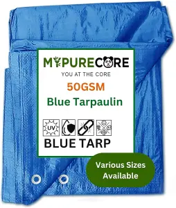 Large Blue Tarpaulin in Various Sizes Durable, Water, UV Resistant Tarp Plastic Sheet - Ground Sheet for Versatile Use 4m x 5m