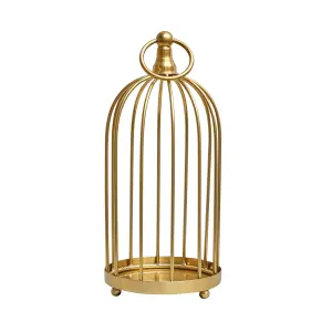 Melody Maison Gold Metal Birdcage Candle Holder - 24cm