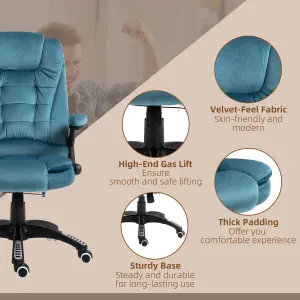 Vinsetto Office Chair w/ Heating Massage Points Relaxing Reclining Blue