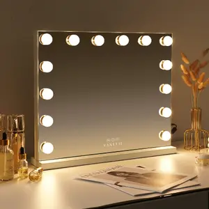 VANITII GLOBAL Hollywood Vanity Make Up Mirror with Lights 50x40 CM Light Up Tabletop Wall