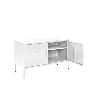 White Metal, 2 door 100cm wide TV Cabinet, Display Cabinet for Home or Office