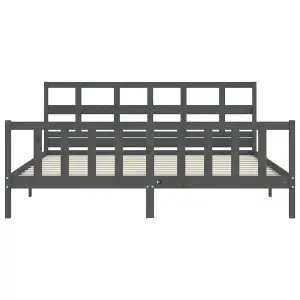 Berkfield Bed Frame with Headboard Grey 200x200 cm Solid Wood