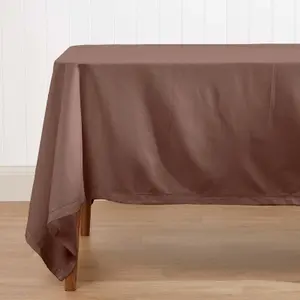 Homescapes Chocolate Brown Cotton Square Tablecloth 137 x 137 cm