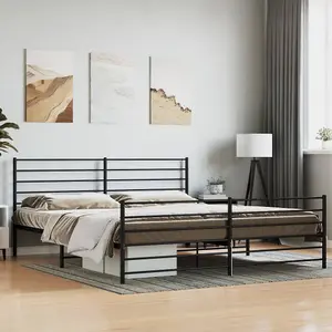 Berkfield Metal Bed Frame with Headboard and Footboard Black 200x200 cm