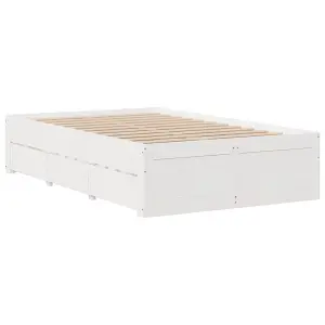 Berkfield Bed Frame without Mattress with Drawers White 120x200 cm Solid Wood Pine