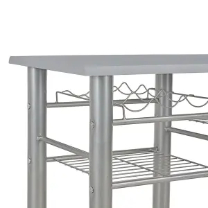 Berkfield 3 Piece Bar Set with Shelves Wood and Steel Grey