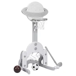 Costway Kids Basketball Stand 3 in 1 Basketball Hoop Soccer Golf Kit Adjustable Toy Set