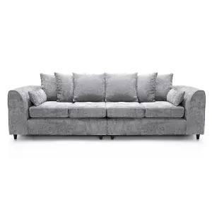 Harriet Crushed Chenille 4 Seater Sofa in Light Grey