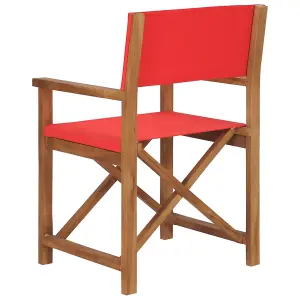 Berkfield Director's Chair Solid Teak Wood Red