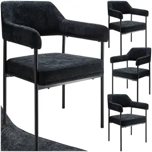 armchair Doé, upholstered, steel legs - Woven fabric black/black