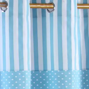 Homescapes Polka Dots Blue Ready Made Eyelet Curtain Pair, 117 x 137 cm Drop