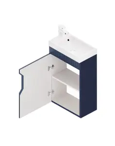 400mm wall hung blue bathroom vanity unit with basin and storage