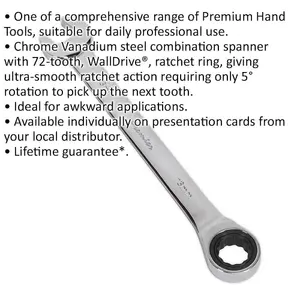 Premium 13mm Ratchet Combination Spanner - Chrome Vanadium Steel with 72 Tooth Mechanism