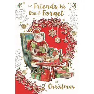 Simon Elvin Friends We Dont Forget Santa Claus Christmas Card Pink/Red (One Size)