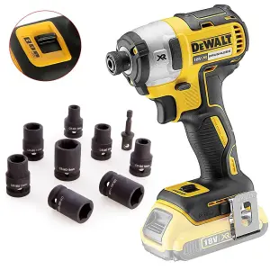 Dewalt DCF887N 18V XR Brushless 3 Speed Impact Driver + 9pc Socket Set Wrench