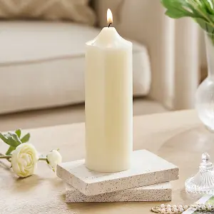 White 2Pcs Unscented Pillar Candles Set