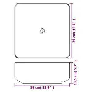 Berkfield Basin Square Ceramic White 38x38x13.5 cm