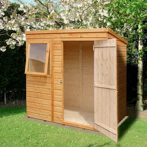 Shire Caldey 6x4 ft Pent Wooden Shed with floor & 1 window - Assembly service included