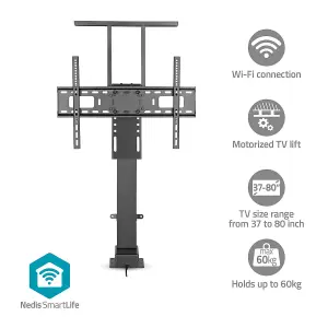 Smart Motorised Lift TV Stand for 37-80" Screen Max 60kg Adjustable Height with Remote Control