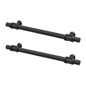 DecorAndDecor - SIENNA Matt Black Striped T-Bar Kitchen Cabinet Pull Handles - 160mm - Pair