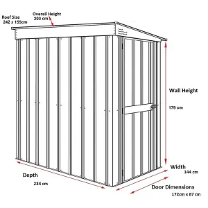 6 x 4 Pent Metal Garden Shed - Anthracite Grey (6ft x 4ft / 6' x 4' / 1.8m x 1.2m)