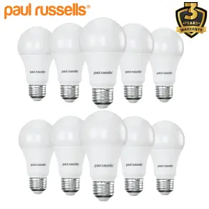 paul russells LED GLS Dimmable Bulb Edison Screw ES E27, 14W 1521Lumens 100w Equivalent, 4000K Cool White Light, Pack of 10