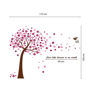 Huge Pink Cherry Blossom Flowers Tree Wall Stickers art Mural Children Wallpaper Stock Clearance