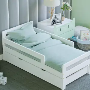 Junior Vida Taurus White Toddler Bed With Underbed Drawer Storage, 140 x 70cm