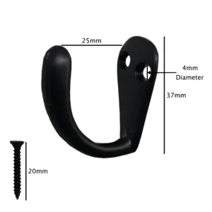 EAI - Single Robe Hook - Matt Black - Pack of 4