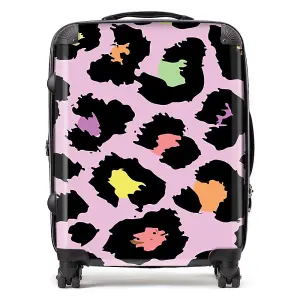 Pink Leopard Print Suitcase - Large