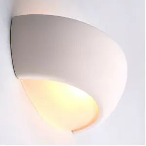 Dimmable LED Wall Light Unglazed Ceramic Semi Dome Lounge Lamp Lighting Fitting