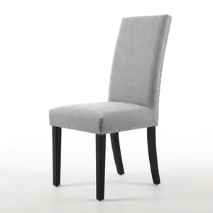 Richard Upholstered Dining Chair (Set of 2) Silver Grey Linen Effect / Black