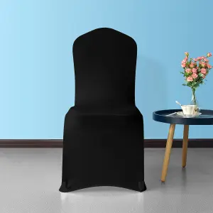 Polyester Spandex Chair Cover Stretchy Washable & Removable Chair Slipcover, Black, 1pc