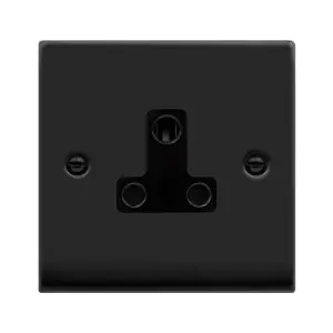 Matt Black 1 Gang 5A Round Pin Socket - Black Trim - SE Home