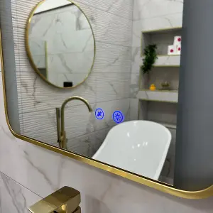 Brushed Brass Bluetooth 700mm x 500mm Frame Mirror with Colour Change (13629)